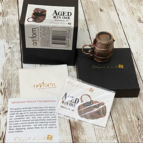 Aged in Oak Wine Barrel Trinket Box - Picture 2 of 10